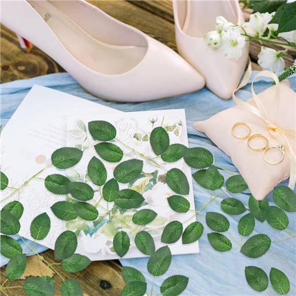 60pcs Bulk RoseLeaves Artificial Greenery FakeRose Flower Leaves for DIY Wedding - Picture 5 of 6